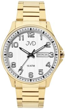 Zegarek Męski JVD JE611.8 - złota koperta, stalowa bransoleta, okno datownika główne.jpg