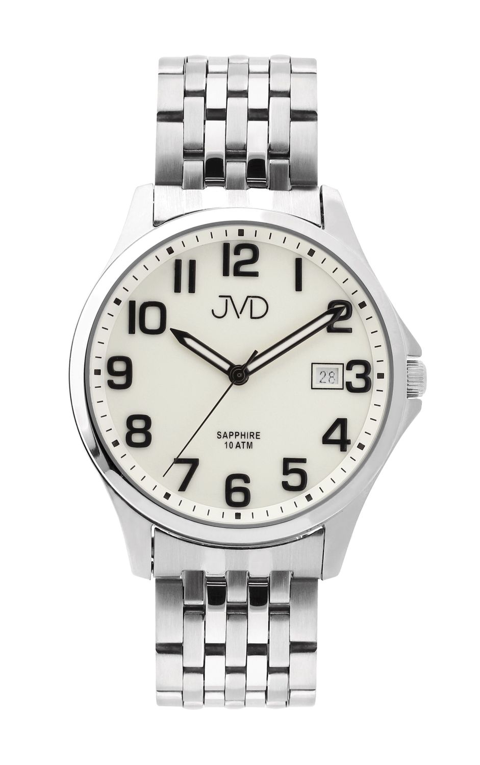 1Zegarek męski JVD na bransolecie 'Czytelna tarcza' biała JE612.1. Klasyczny męski zegarek. Zegarek na prezent, na rocznicę. Czytelny zegarek męski. Pomysł na prezent dla mężczyzny. Darmowa wysyłka..jpg