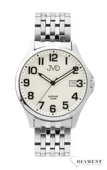 1Zegarek męski JVD na bransolecie 'Czytelna tarcza' biała JE612.1. Klasyczny męski zegarek. Zegarek na prezent, na rocznicę. Czytelny zegarek męski. Pomysł na prezent dla mężczyzny. Darmowa wysyłka..jpg
