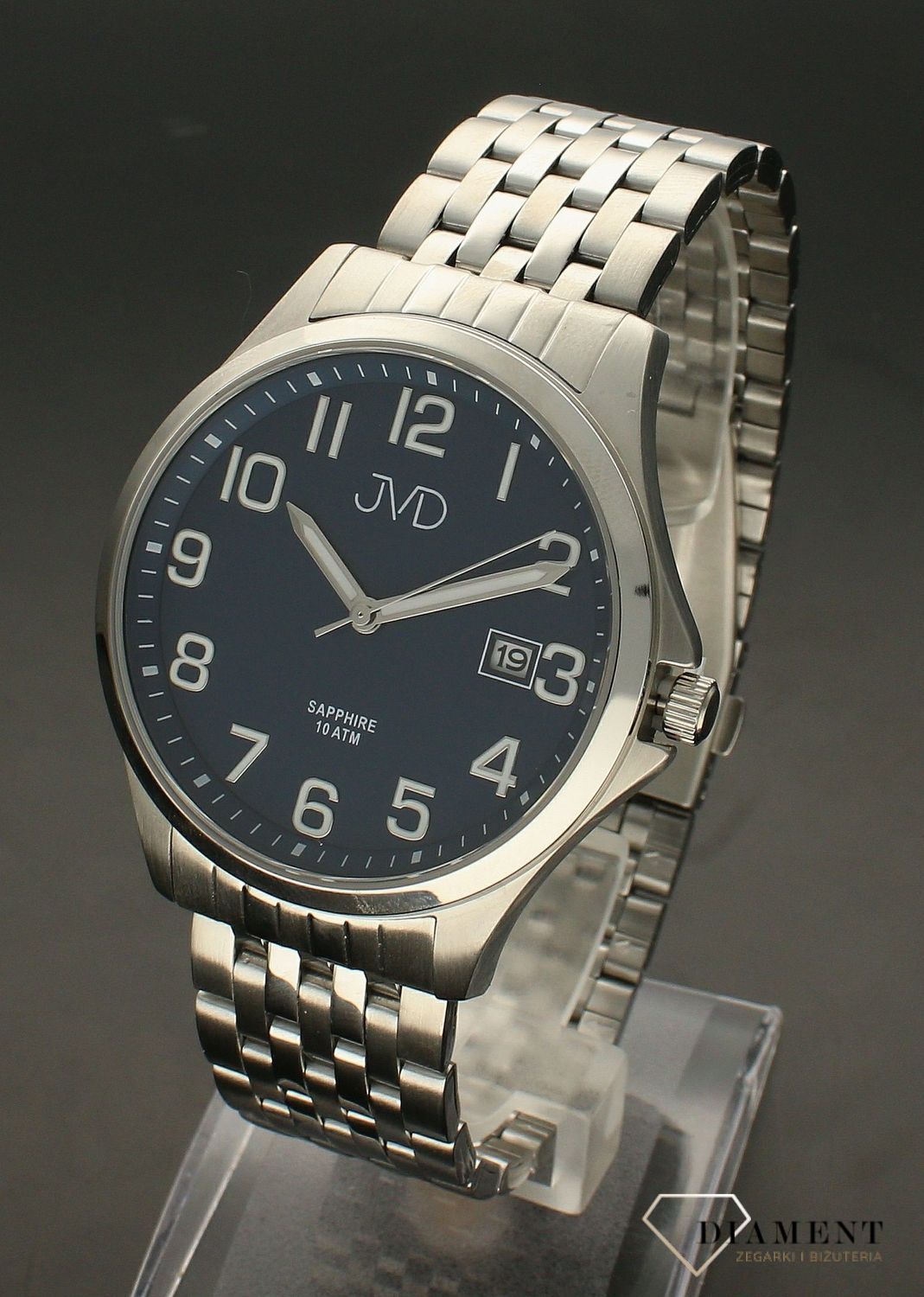 Zegarek męski JVD na bransolecie 'Czytelna tarcza' JE612.2. Klasyczny męski zegarek. Zegarek na prezent, na rocznicę. Czytelny zegarek męski. Pomysł na prezent dla mężczyzny. Darmowa wysyłka..png