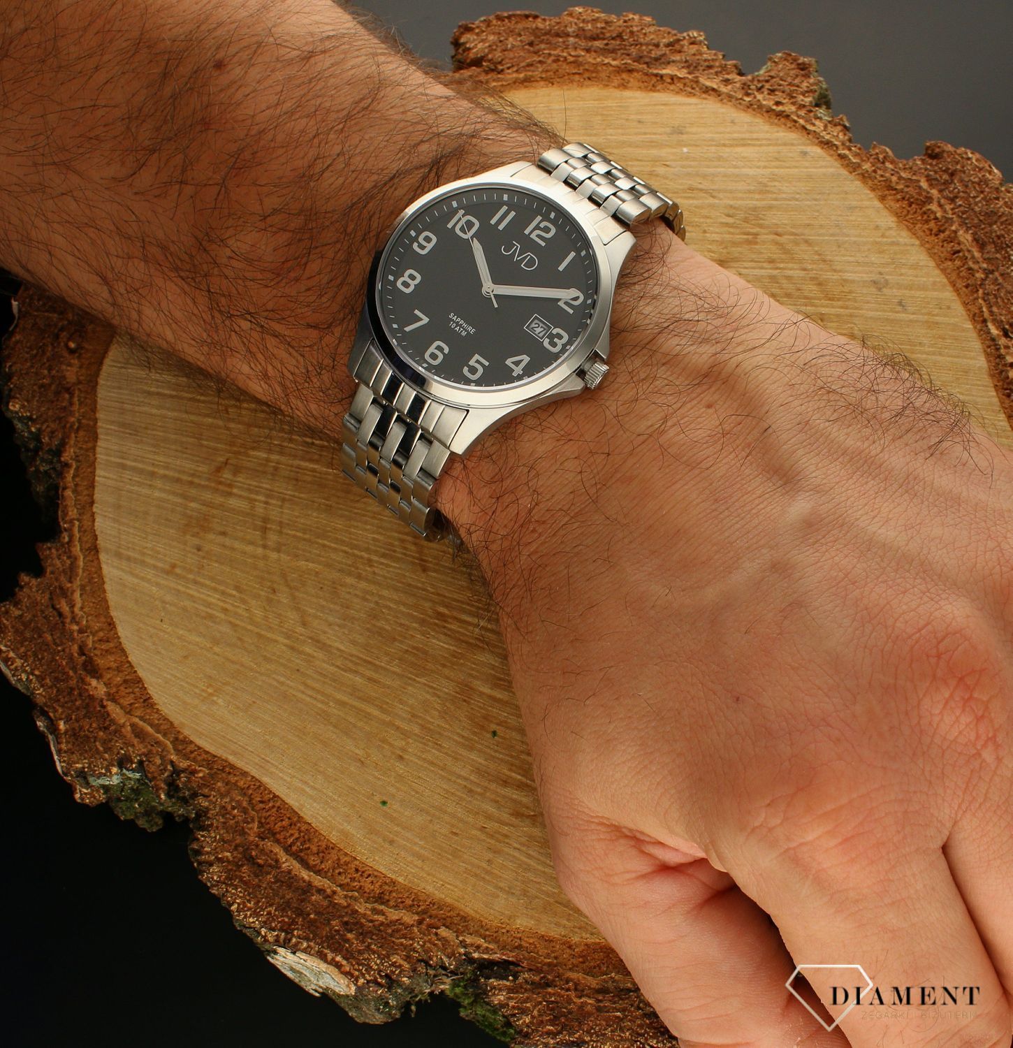 Zegarek męski JVD na bransolecie 'Czytelna tarcza' czarna JE612.3. Klasyczny męski zegarek. Zegarek na prezent, na rocznicę. Czytelny zegarek męski. Pomysł na prezent dla mężczyzny. Darmowa wysyłka..jpg