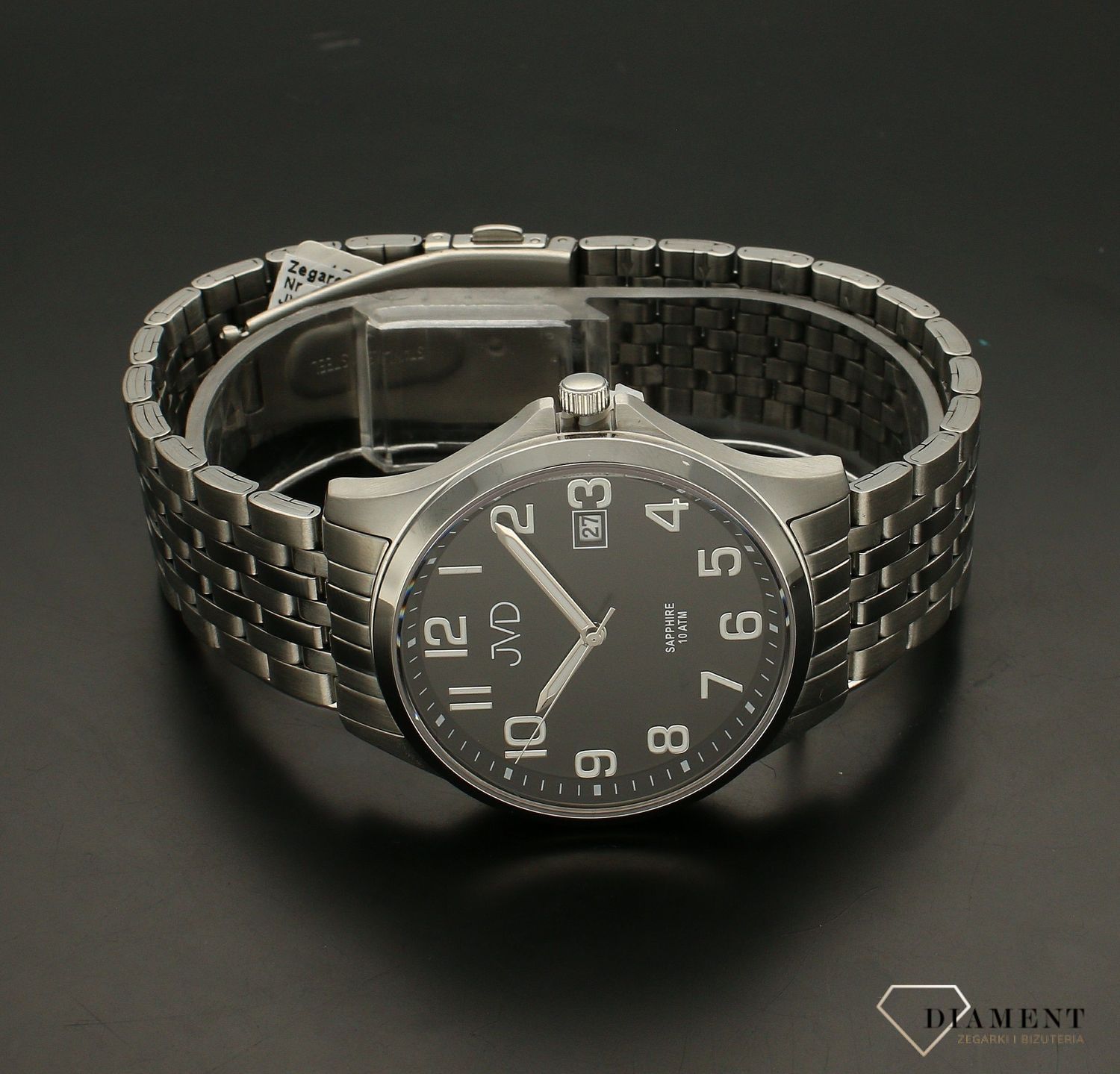 Zegarek męski JVD na bransolecie 'Czytelna tarcza' czarna JE612.3. Klasyczny męski zegarek. Zegarek na prezent, na rocznicę. Czytelny zegarek męski. Pomysł na prezent dla mężczyzny. Darmowa wysyłka..jpg