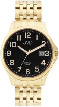 Zegarek męski JVD na bransolecie w złocie 'Czytelna tarcza' czarna JE612.4.jpg