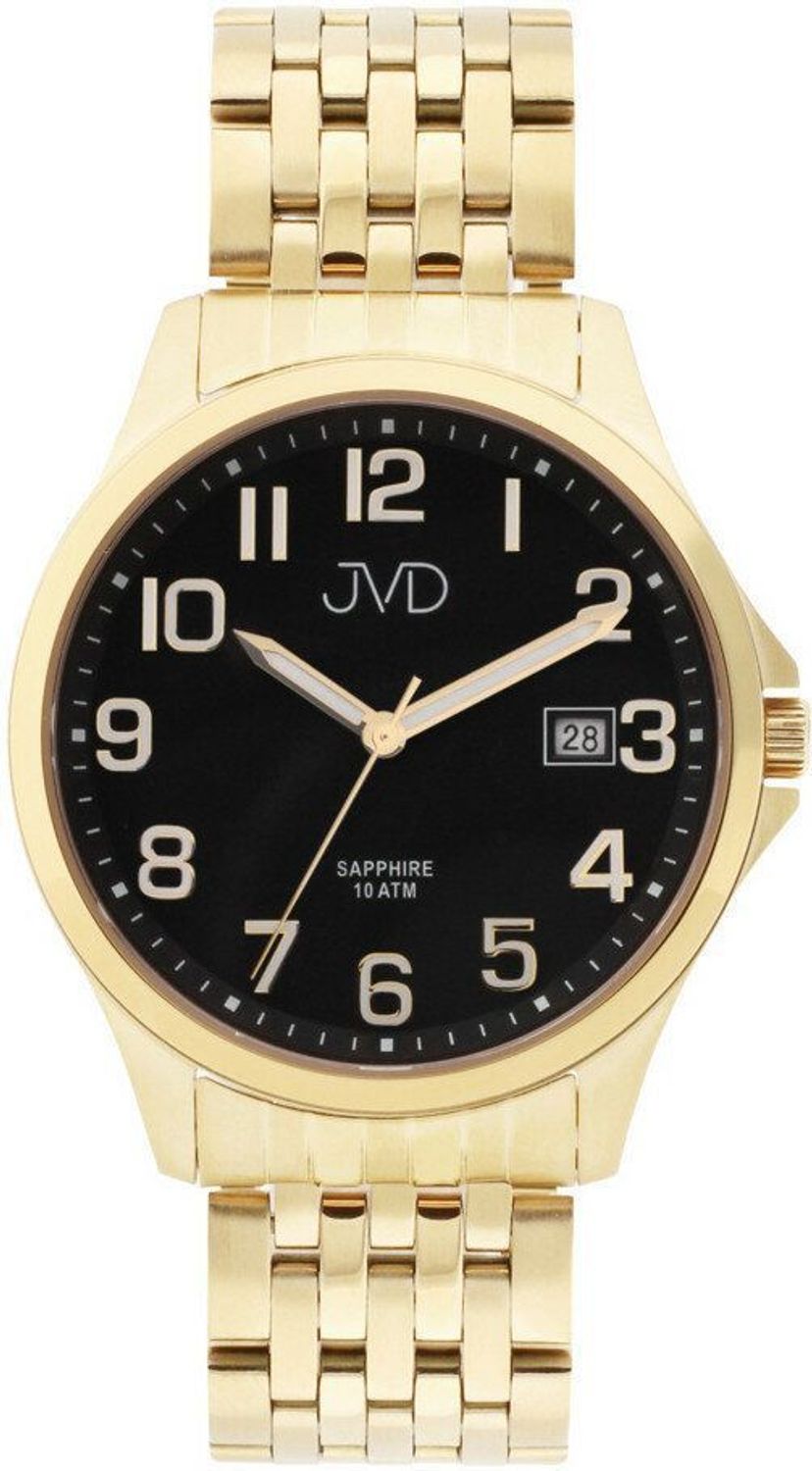 Zegarek męski JVD na bransolecie w złocie 'Czytelna tarcza' czarna JE612.4.jpg