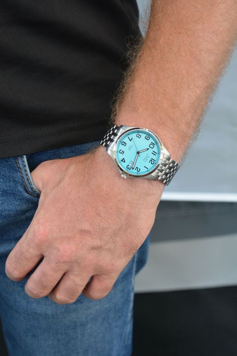 Zegarek męski JVD na bransolecie 'Szafirowe szkło' niebieska tarcz JE612.5.jpg