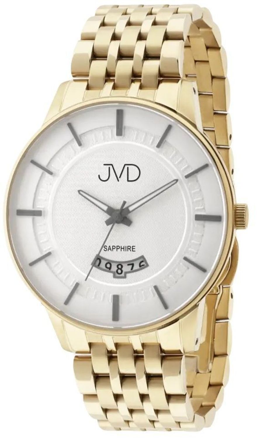 Zegarek męski JVD na bransolecie w złotym kolorze szafirowe szkło JE613.2. Męski zegarek na bransolecie. Zegarek męski z szafirowym szkłem. Zegarek męski JVD w złotym kolorze. Zegarek na bransolecie z czytelną tarczą. Męski zegarek na prezent (1).jpg