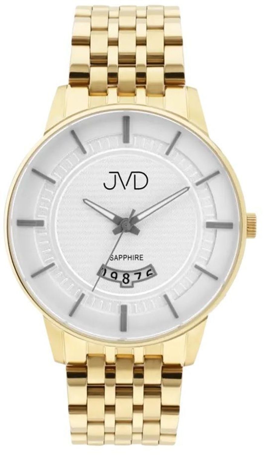 Zegarek męski JVD na bransolecie w złotym kolorze szafirowe szkło JE613.2. Męski zegarek na bransolecie. Zegarek męski z szafirowym szkłem. Zegarek męski JVD w złotym kolorze. Zegarek na bransolecie z czytelną tarczą. Męski zegarek na prezent (1).jpg