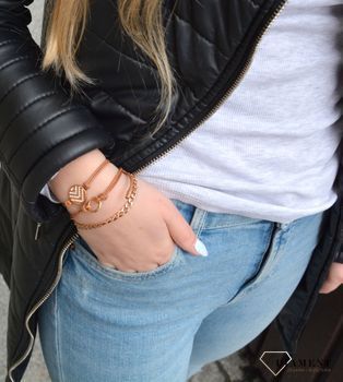 Bransoletka damska Fossil w różowym złocie pancerka na sznurku JF01484791✓Skórzane Bransoletki Damskie w Sklepie z Biżuterią✓Eleganckie Bransoletki dla Kobie (1).JPG