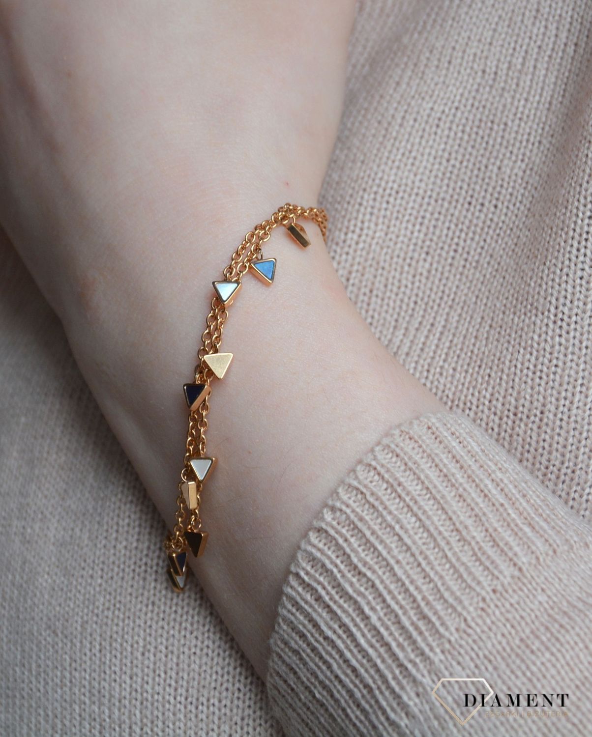 Bransoletka damska Fossil z masą perłową trójkąciki✓ Biżuteria damska Fossil w Sklepie z Biżuterią zegarki-diament.pl✓.jpg