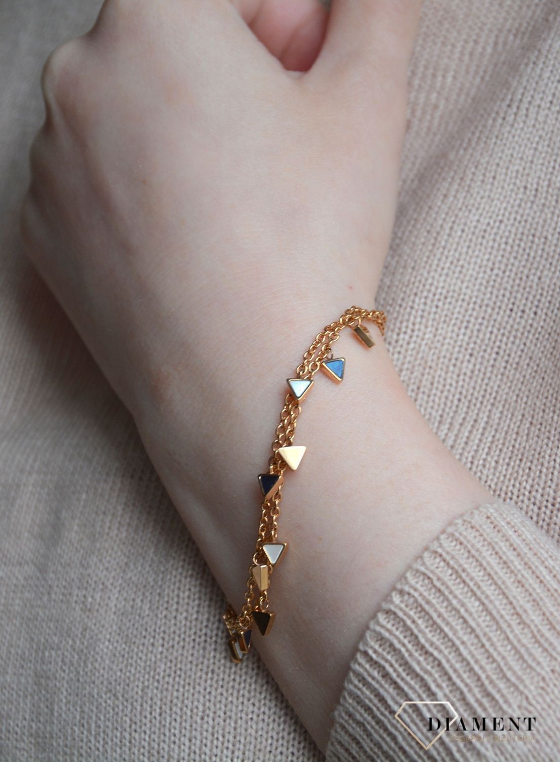 Bransoletka damska Fossil z masą perłową trójkąciki✓ Biżuteria damska Fossil w Sklepie z Biżuterią zegarki-diament.pl✓.jpg