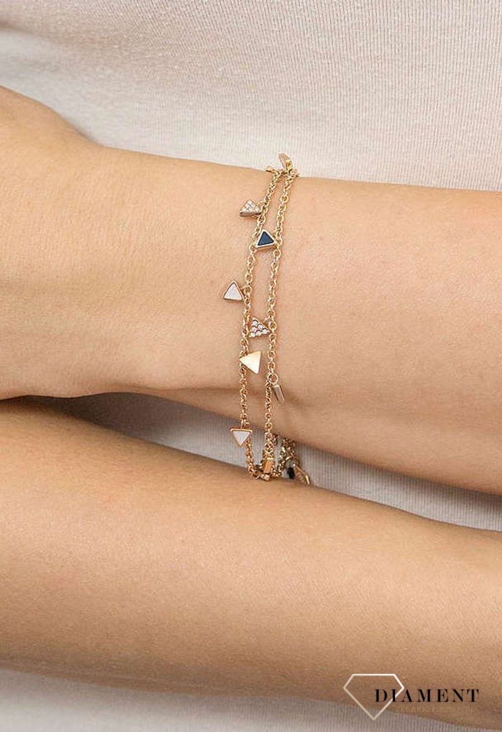 Bransoletka damska Fossil z masą perłową trójkąciki✓ Biżuteria damska Fossil w Sklepie z Biżuterią zegarki-diament.pl✓.jpg