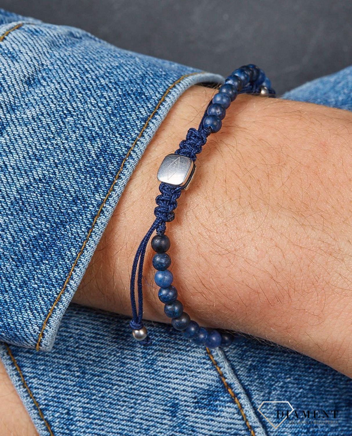 Bransoletka męska FOSSIL niebieskie koraliki JF02888040.jpg