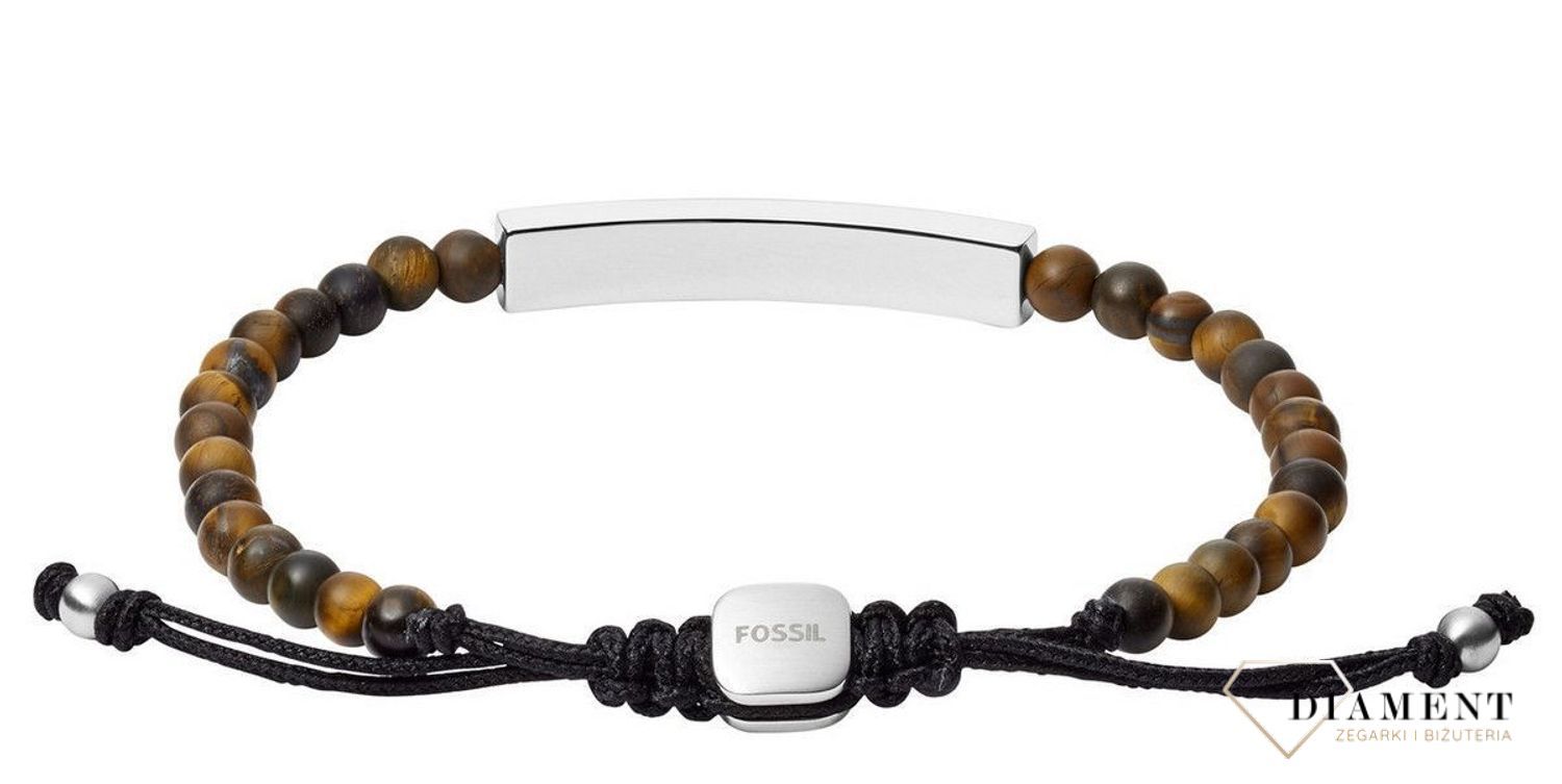 Bransoletka męska z koralików tygrysie oko. Bransoletka męska na sznureczku, ze stalowym elementem w postaci gładkiej blaszki. Biżuteria męska.  (2).jpg