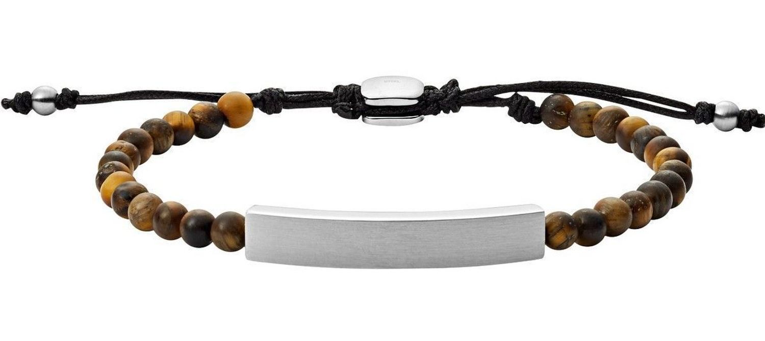 Bransoletka męska z koralików tygrysie oko. Bransoletka męska na sznureczku, ze stalowym elementem w postaci gładkiej blaszki. Biżuteria męska.  (2).jpg