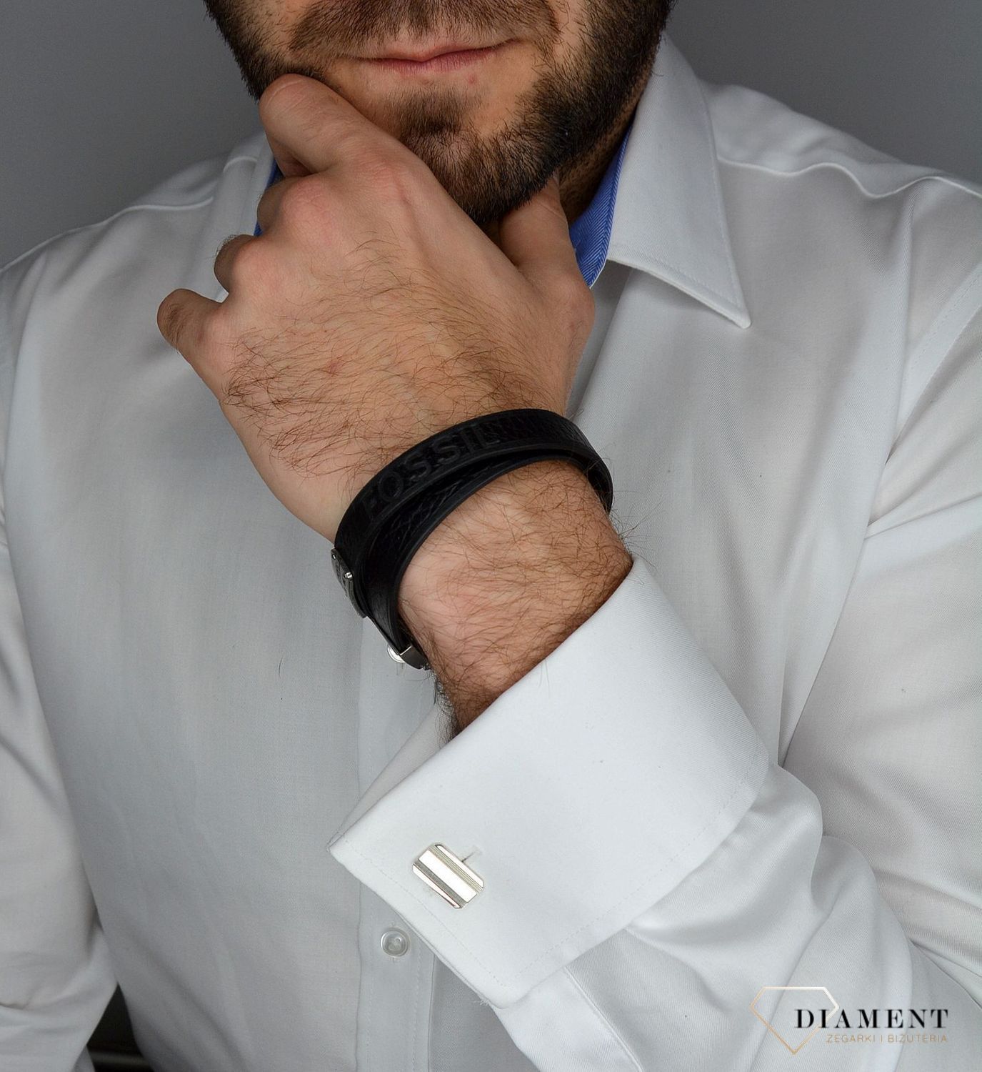 Bransoletka męska FOSSIL czarna skóra JF03189040v.jpg