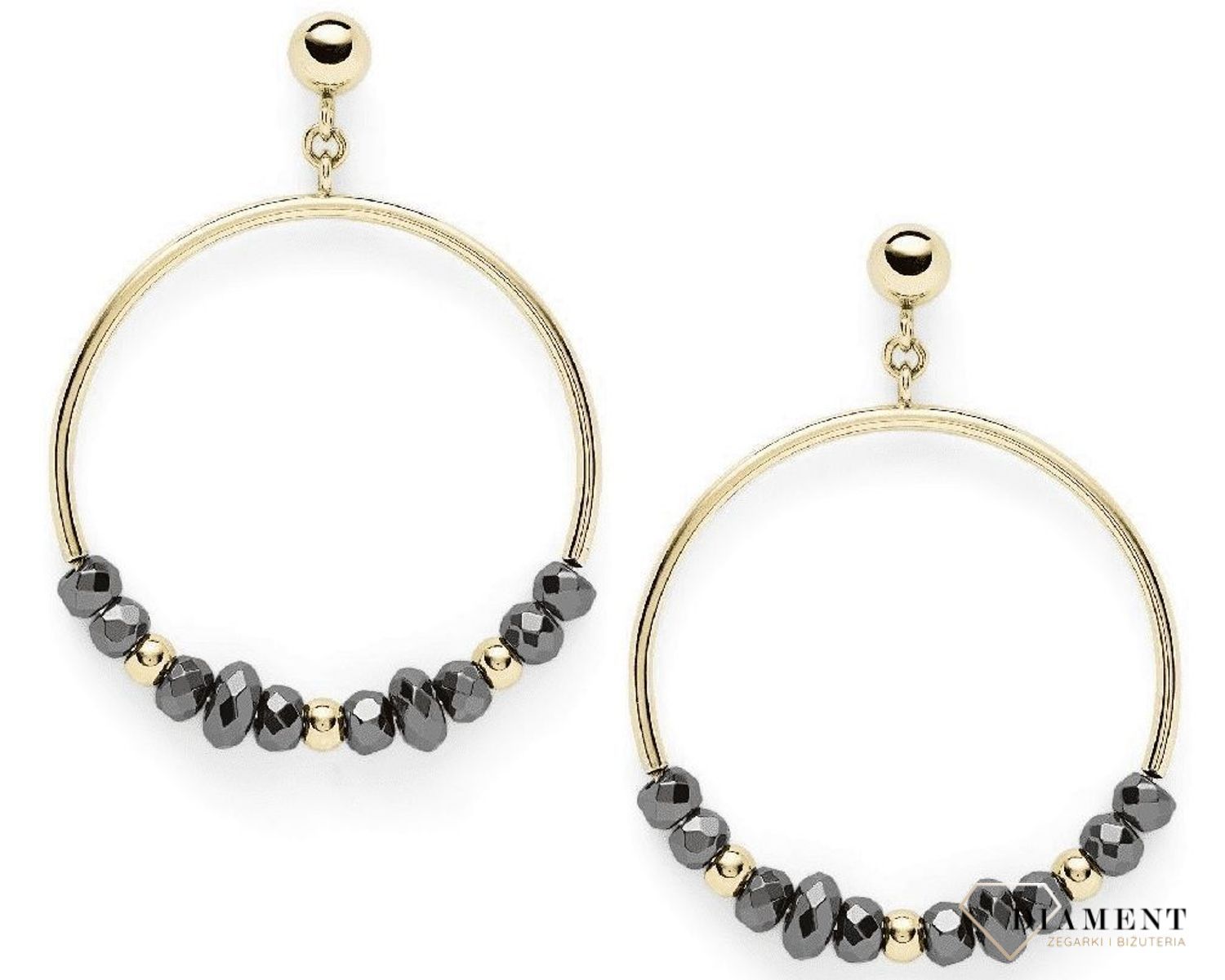 Kolczyki pozłacane koła Fossil ze stali atyalergicznej JF03271710.jpg