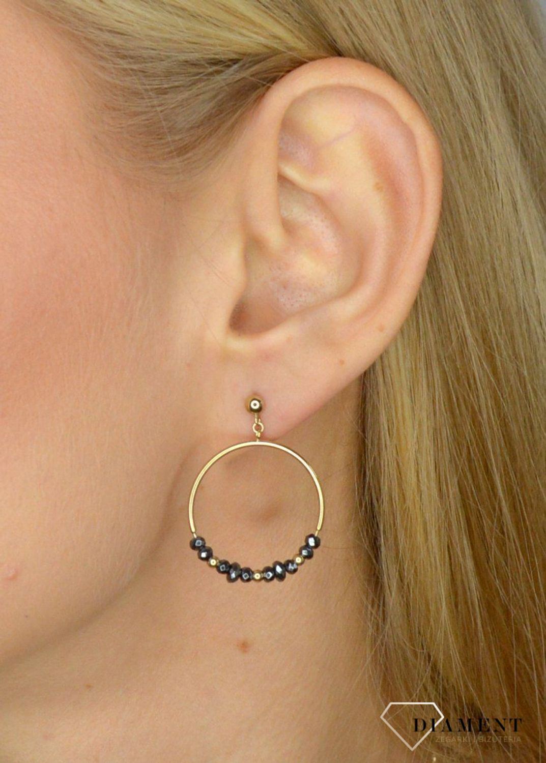 Kolczyki pozłacane koła Fossil ze stali atyalergicznej JF03271710.jpg