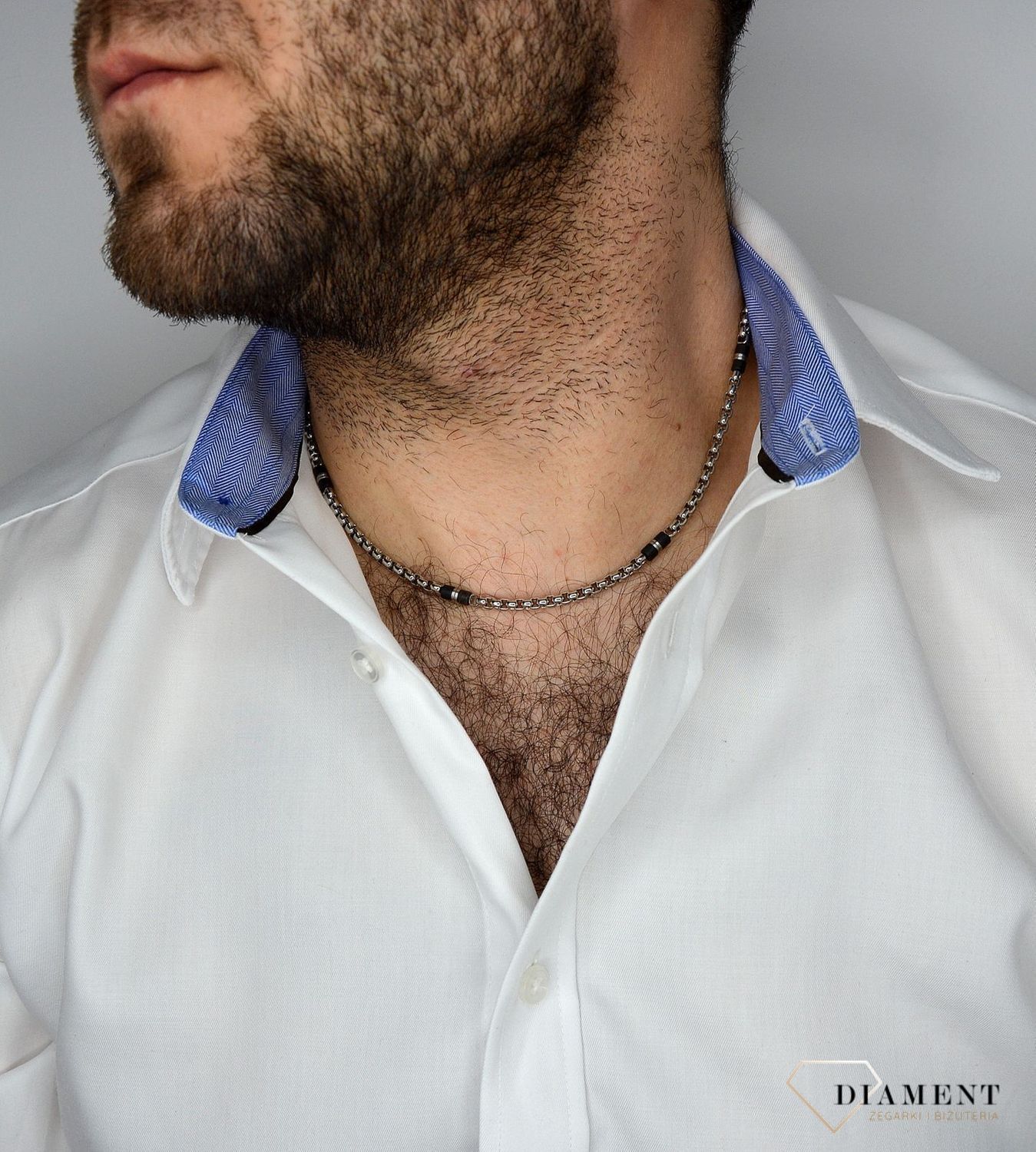 Naszyjnik męski stalowy FOSSIL z czarnymi dodatkami JF03314040v.jpg