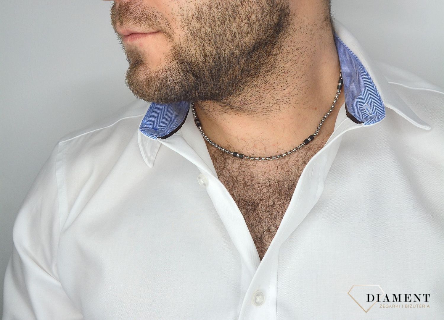 Naszyjnik męski stalowy FOSSIL z czarnymi dodatkami JF03314040v.jpg