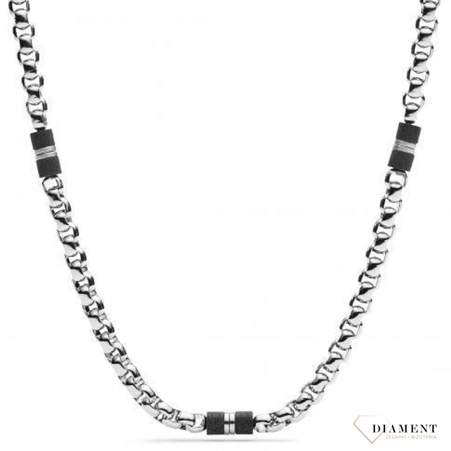 Naszyjnik męski stalowy FOSSIL z czarnymi dodatkami JF03314040v.jpg