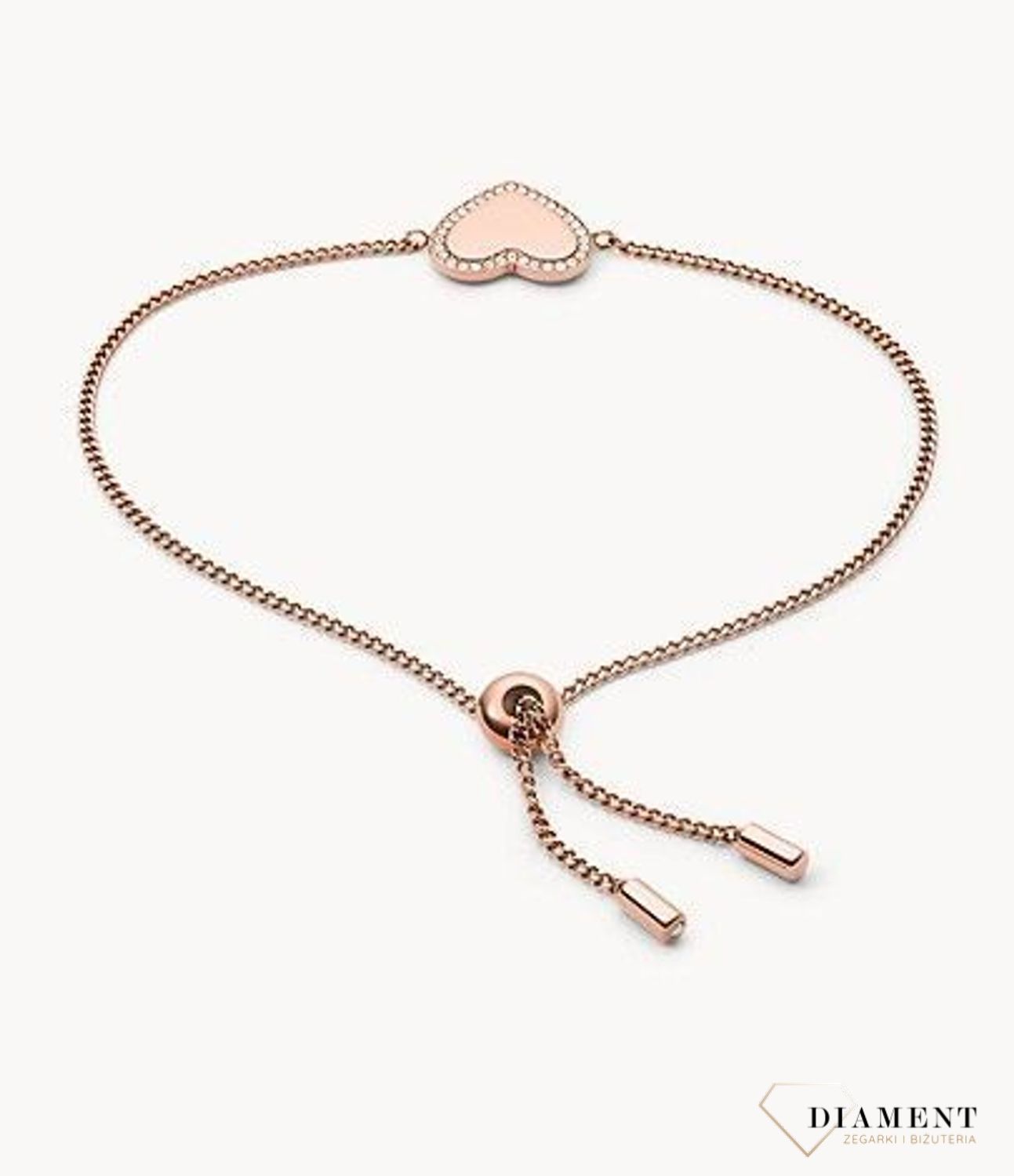 Bransoleta damska Fossil z serduszkiem i cyrkonią.  (2).jpg