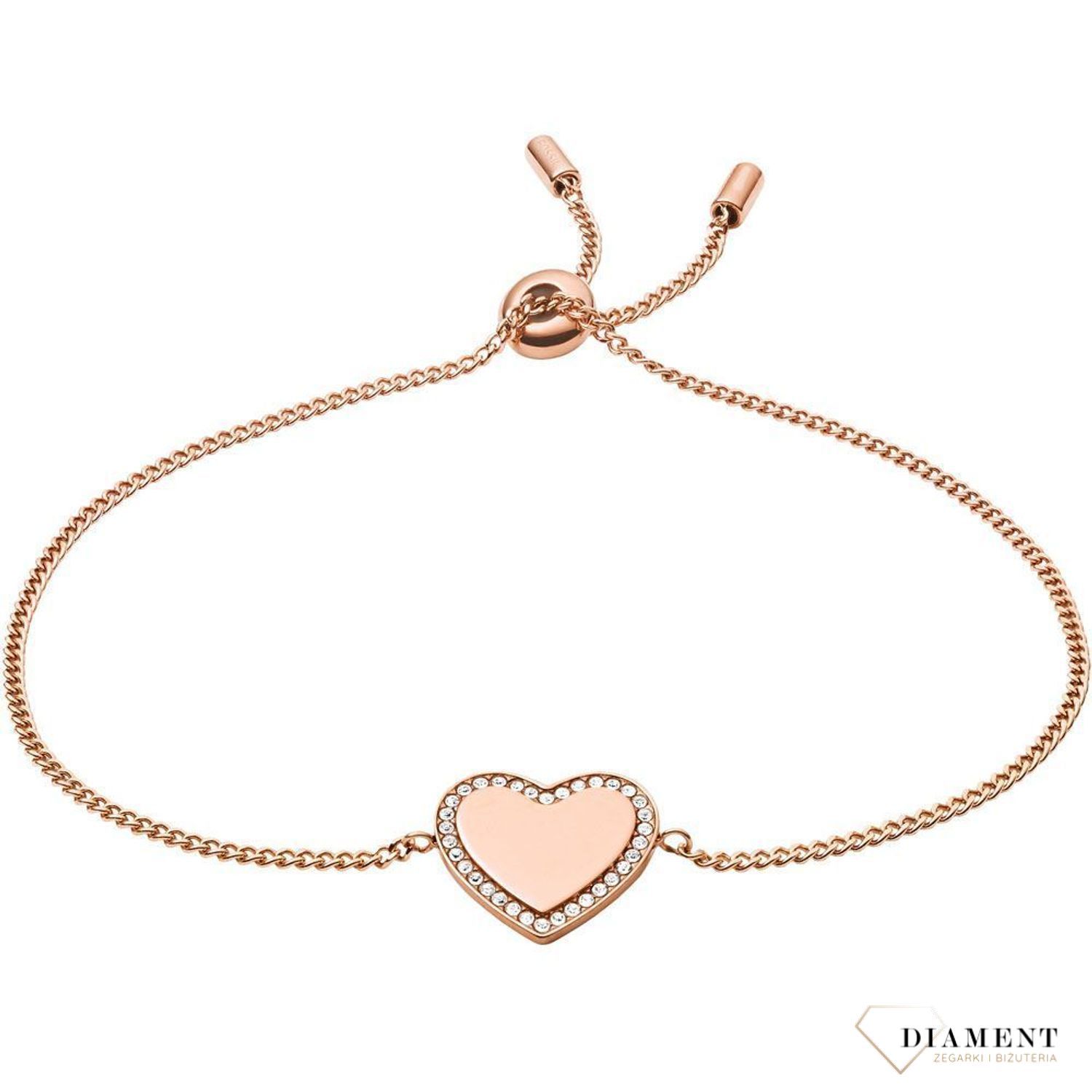 Bransoleta damska Fossil z serduszkiem i cyrkonią.  (2).jpg