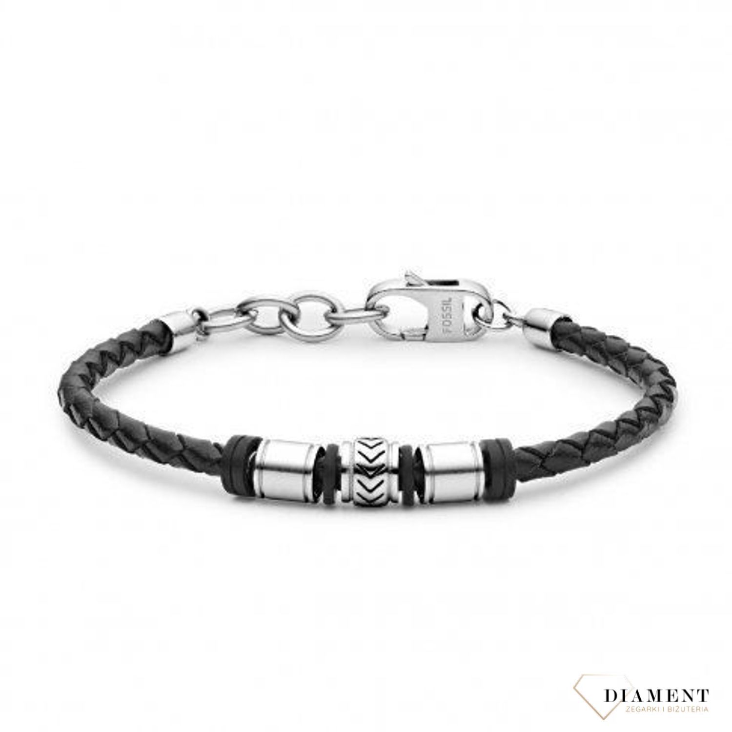 Bransoletka męska Fossil skórzana ze stalą (3).jpg