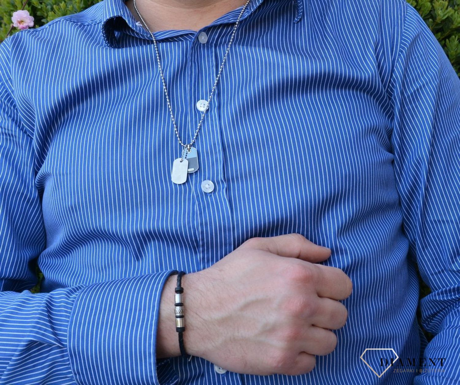 Bransoletka męska Fossil skórzana ze stalą (3).jpg