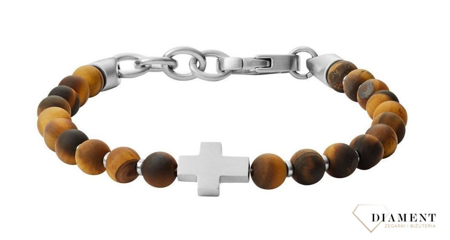 Bransoletka męska z koralików tak zwanych tygrysie oko. Biżuteria męska z akcesoriami męskimi w ofercie sklepu jubilerskiego Diament. Biżuteria męska Fos.jpg