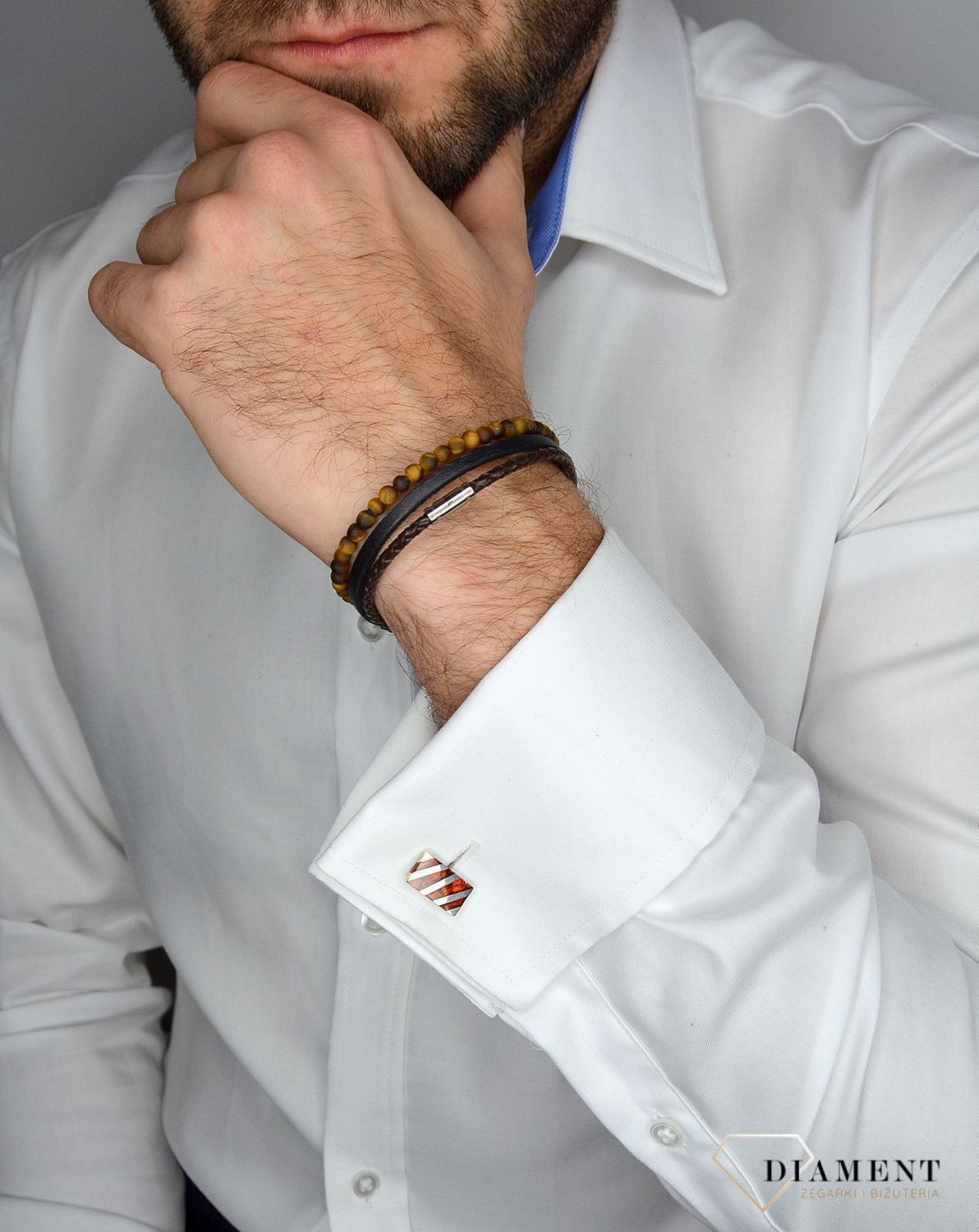 Bransoletka męska Fossil 'koralki z plecionką' JF03616040v.jpg