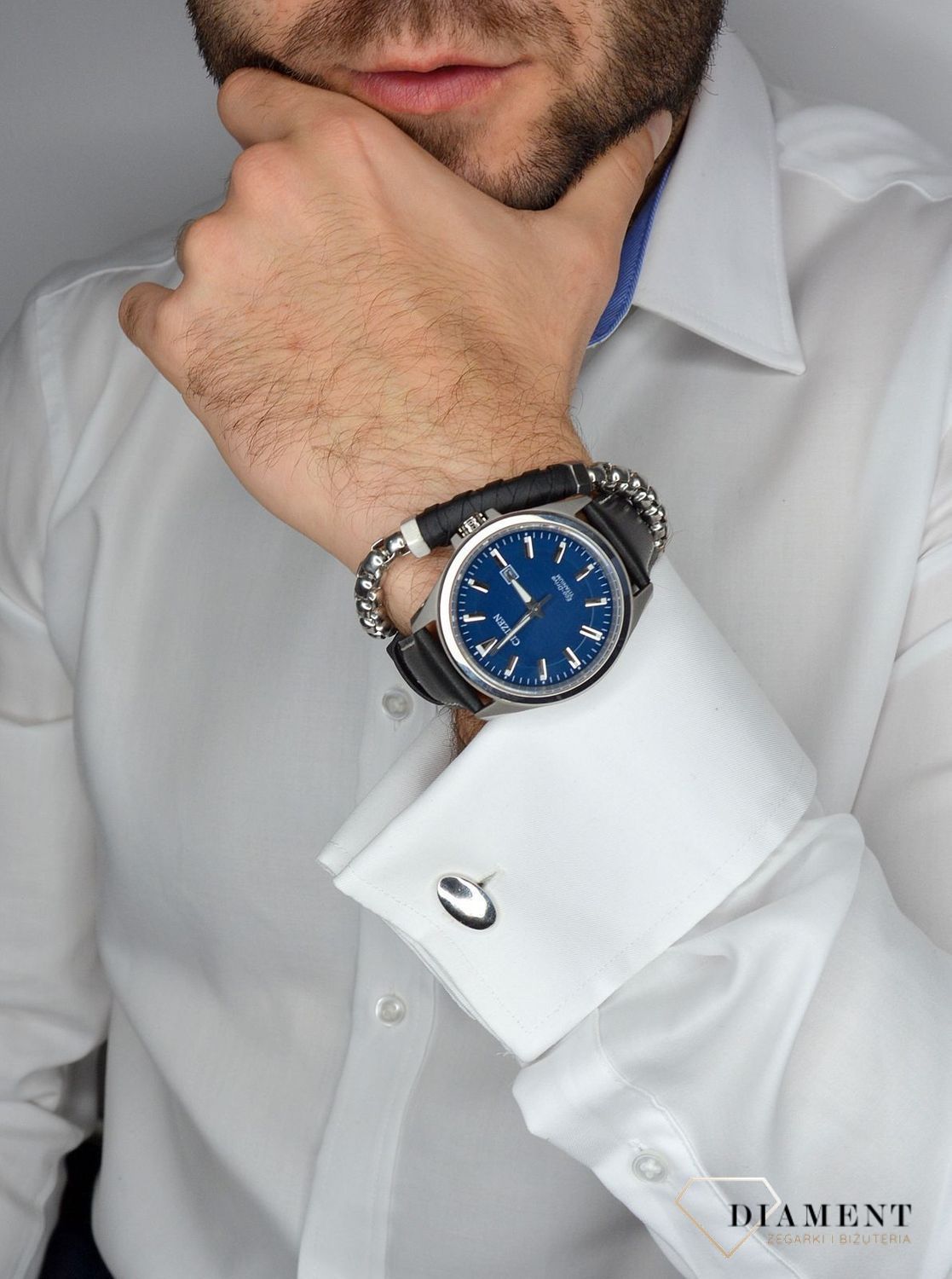 Bransoletka męska  FOSSIL z czarną skórką JF03631040v.jpg