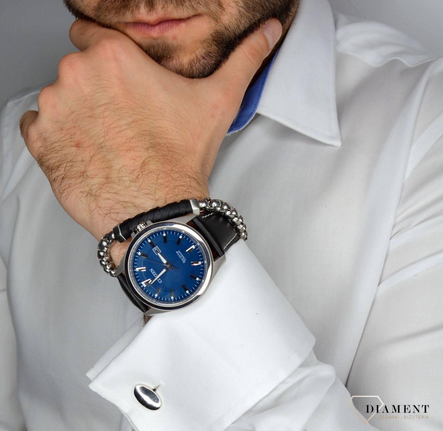 Bransoletka męska  FOSSIL z czarną skórką JF03631040v.jpg