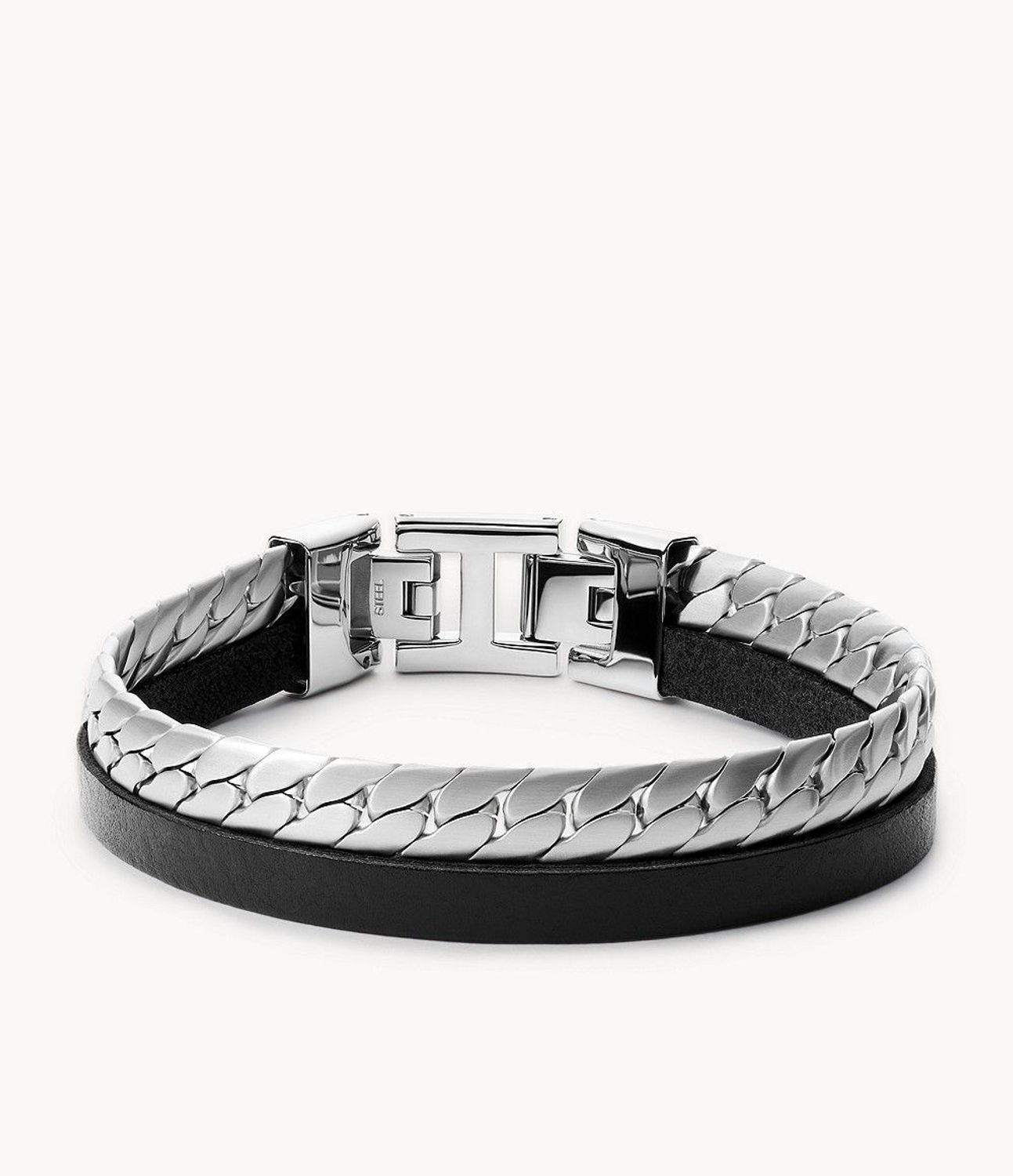 Bransoletka męska Fossil ze skóry naturalnej i stalową bransoletą JF03634040. Bransoletka męska Fossil. Bransoletka męska ze skóry naturalnej w kolorze czarnym oraz stalową bransoletą, razem tworzą modne połączenie..jpg