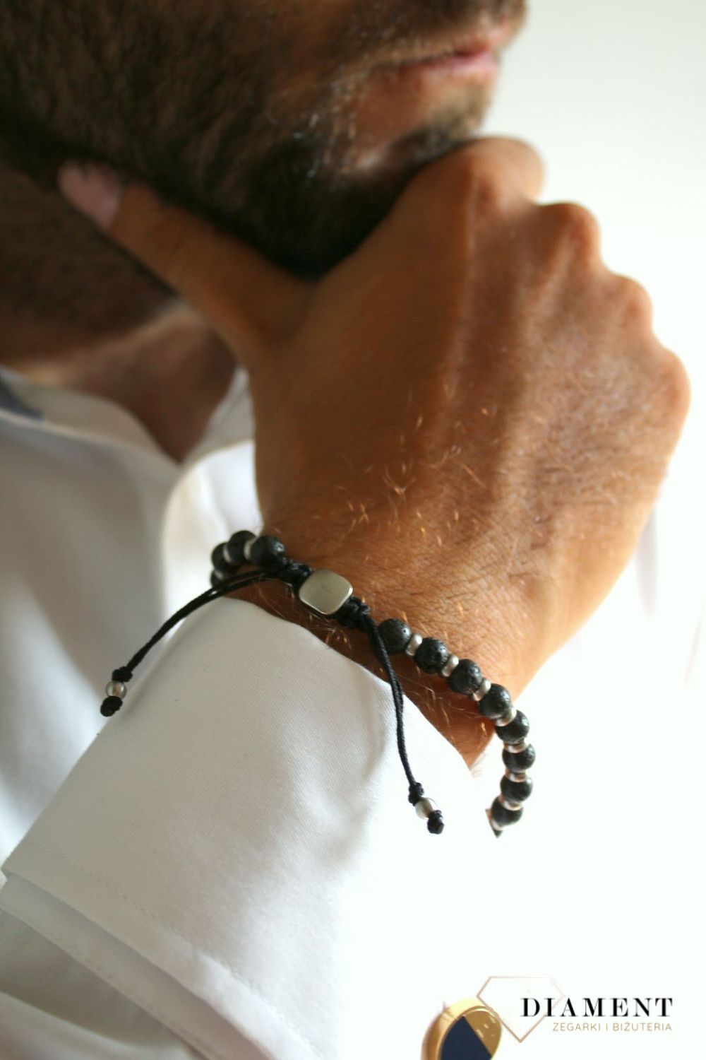 Bransoletka męska Fossil bransoletka Fossil koraliki Lawa wulkaniczna JF03688040 (2).jpg