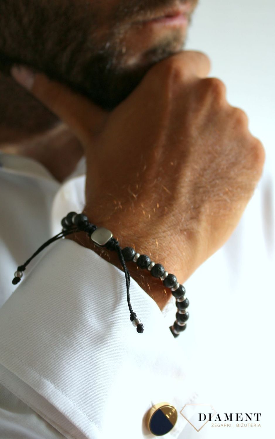 Bransoletka męska Fossil bransoletka Fossil koraliki Lawa wulkaniczna JF03688040 (2).jpg