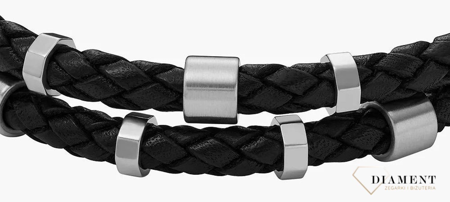 Bransoletka męska skórzany pasek FOSSIL JF04473040. Markowa męska biżuteria na prezent. Bransoletka o modnym charakterze pasująca do każdego mężczyzny, który lubi nowoczesne dodatki. 2.jpg