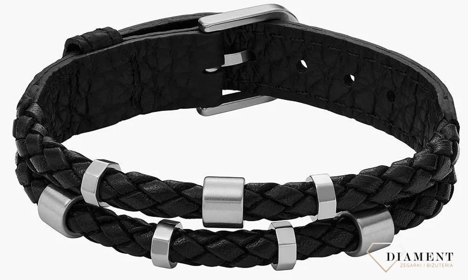 Bransoletka męska skórzany pasek FOSSIL JF04473040. Markowa męska biżuteria na prezent. Bransoletka o modnym charakterze pasująca do każdego mężczyzny, który lubi nowoczesne dodatki. 2.jpg