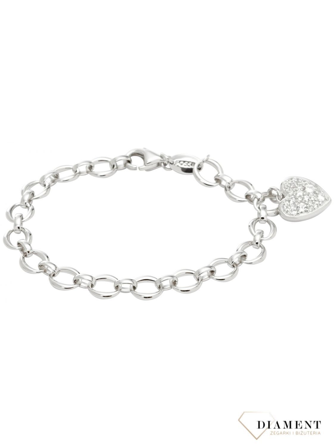 Bransoletka damska Fossil  JFS00153040 z sercem i cyrkoniamii.jpg