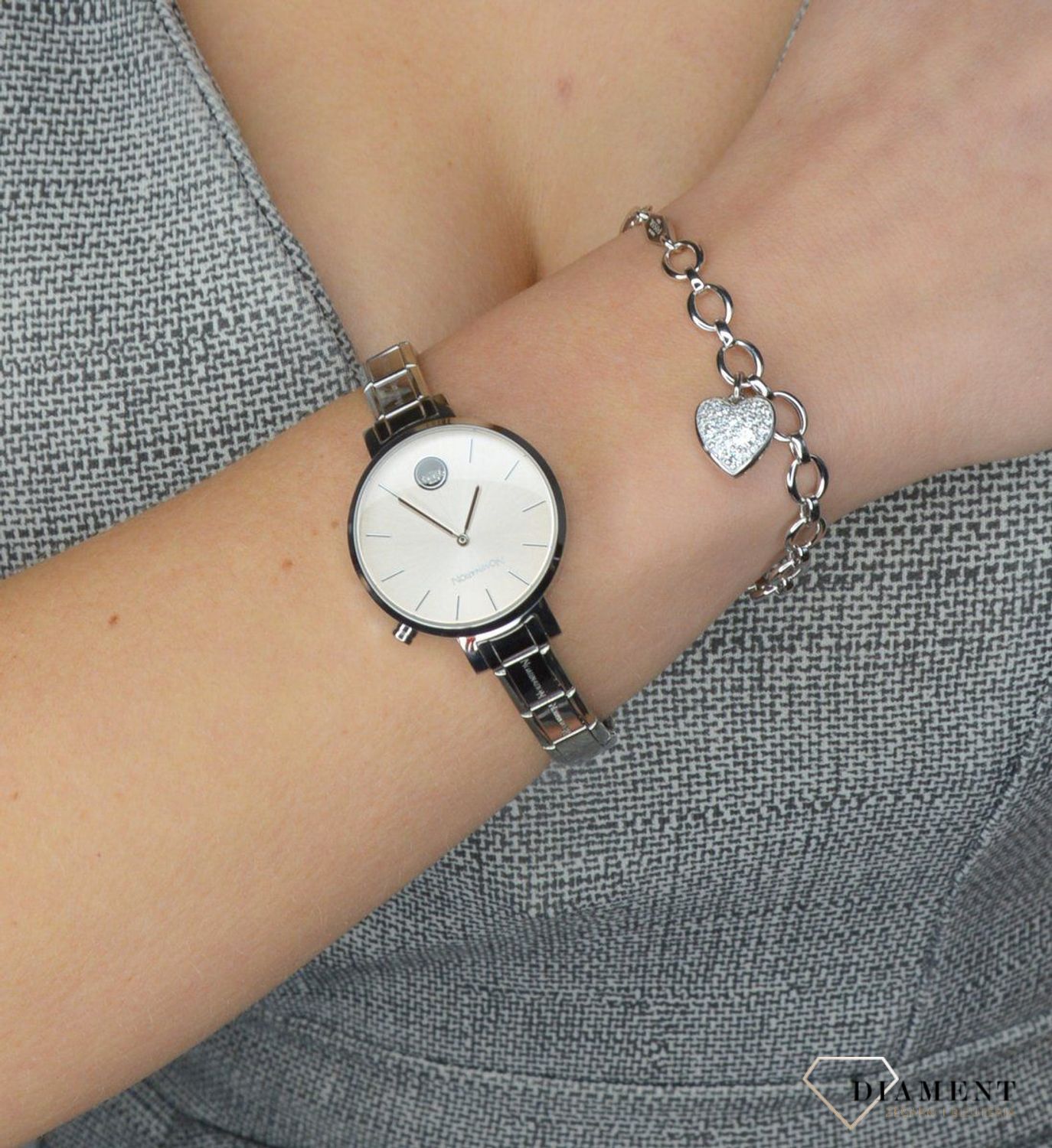 Bransoletka damska Fossil  JFS00153040 z sercem i cyrkoniamii.jpg