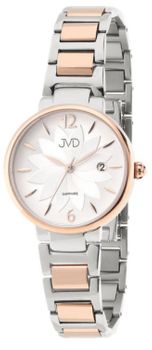 Damski zegarek JVD JG1008.2 bicolor – różowe złoto i srebro z kwiatową tarczą (2).jpg