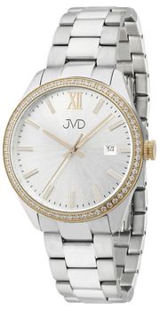 Stylowy zegarek damski JVD JG1011.3 z kopertą 36 mm, stal nierdzewna z powłoką IPGold, mechanizm Miyota, szkło mineralne, datownik, wodoszczelność 5 4.jpg