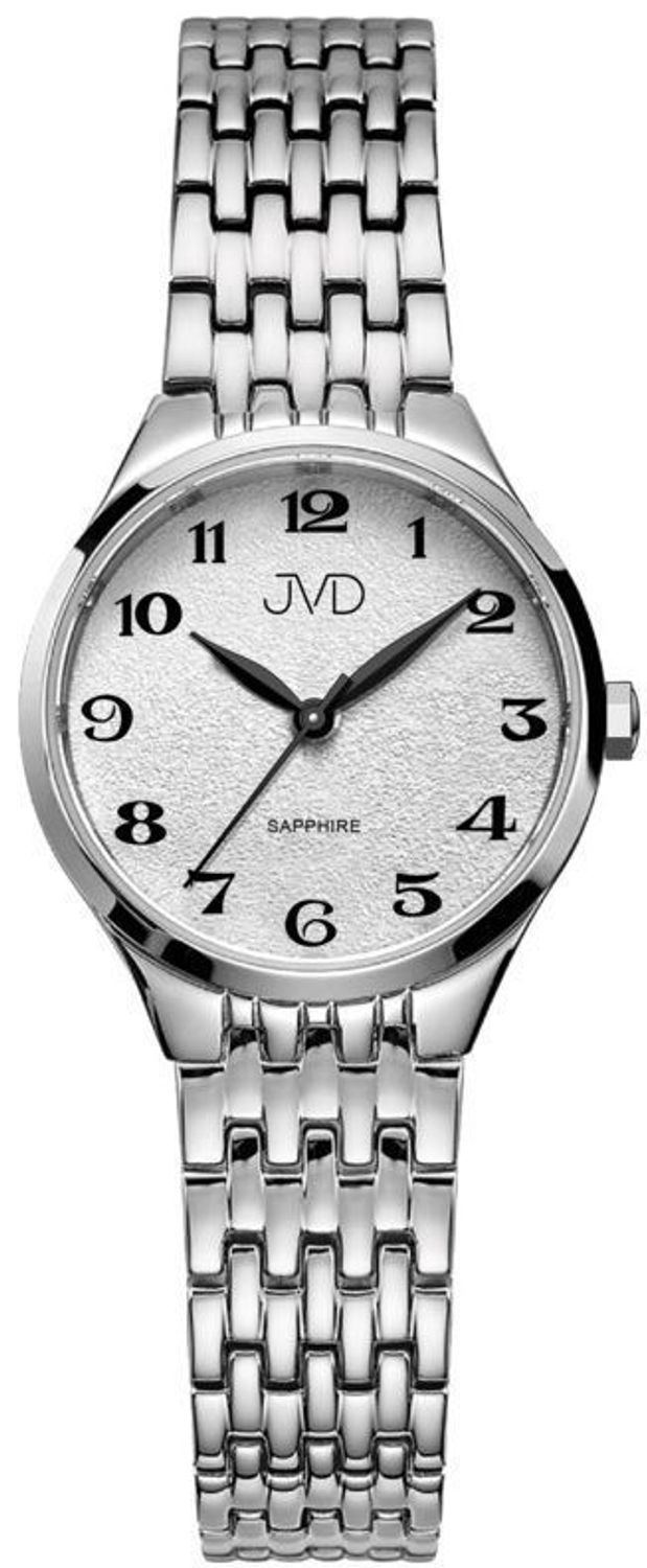 Zegarek damski na bransolecie JVD JG1035.1, posiada mechanizm japoński Miyota, zasilany za pomocą baterii. Elegancka tarcza zegarka z czarnymi cyframi zapewnia przejrzysty i nowoczesny wygląd. Wskazówki w tym modelu są k.jpg