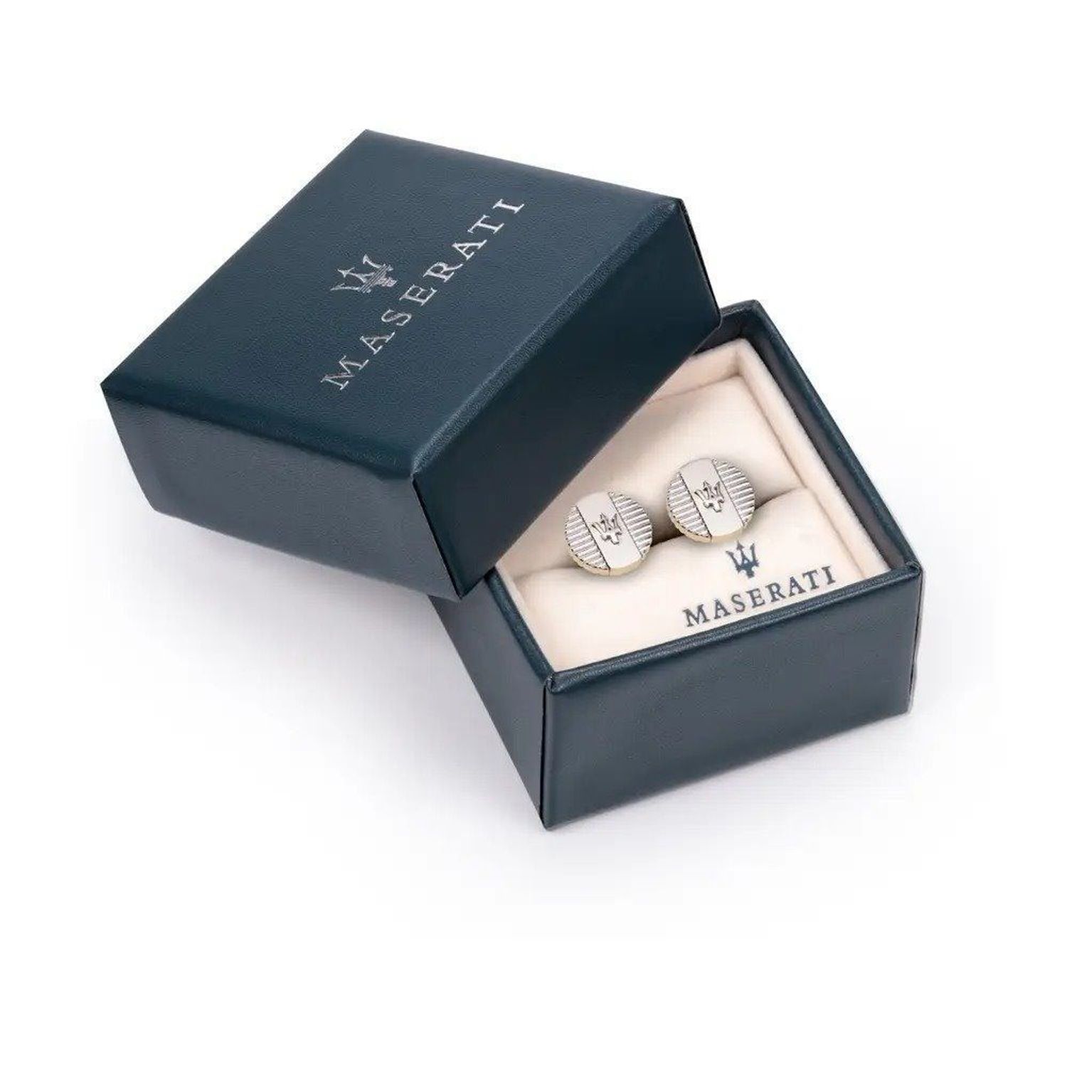 Stalowe spinki do mankietów Maserati okrągłe z logo JM121ATK13.jpg