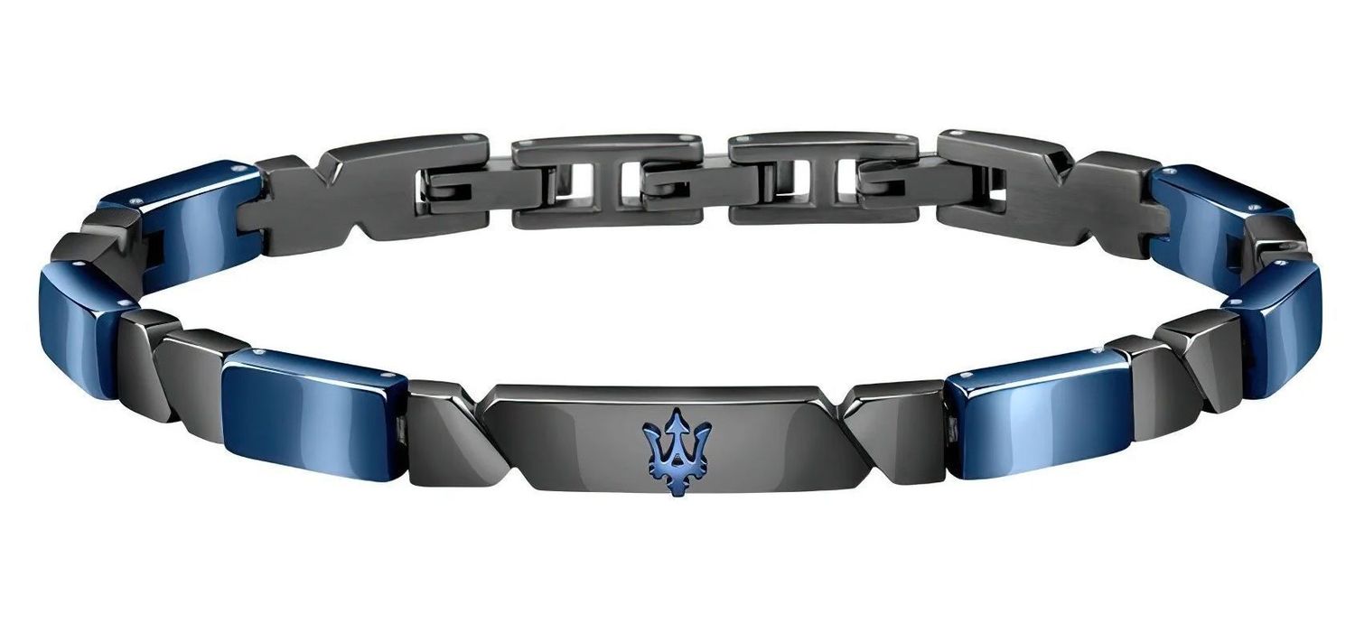 Bransoletka męska stalowa Maserati z ceramiką niebiesko-czarna JM221ATZ01. Męska bransoletka Maserati. Bransoletka męska z logo. Bransoletka męska Maserati. Bransoletka włoskiej marki Maserati na prezent dla mężczyzny..jpg