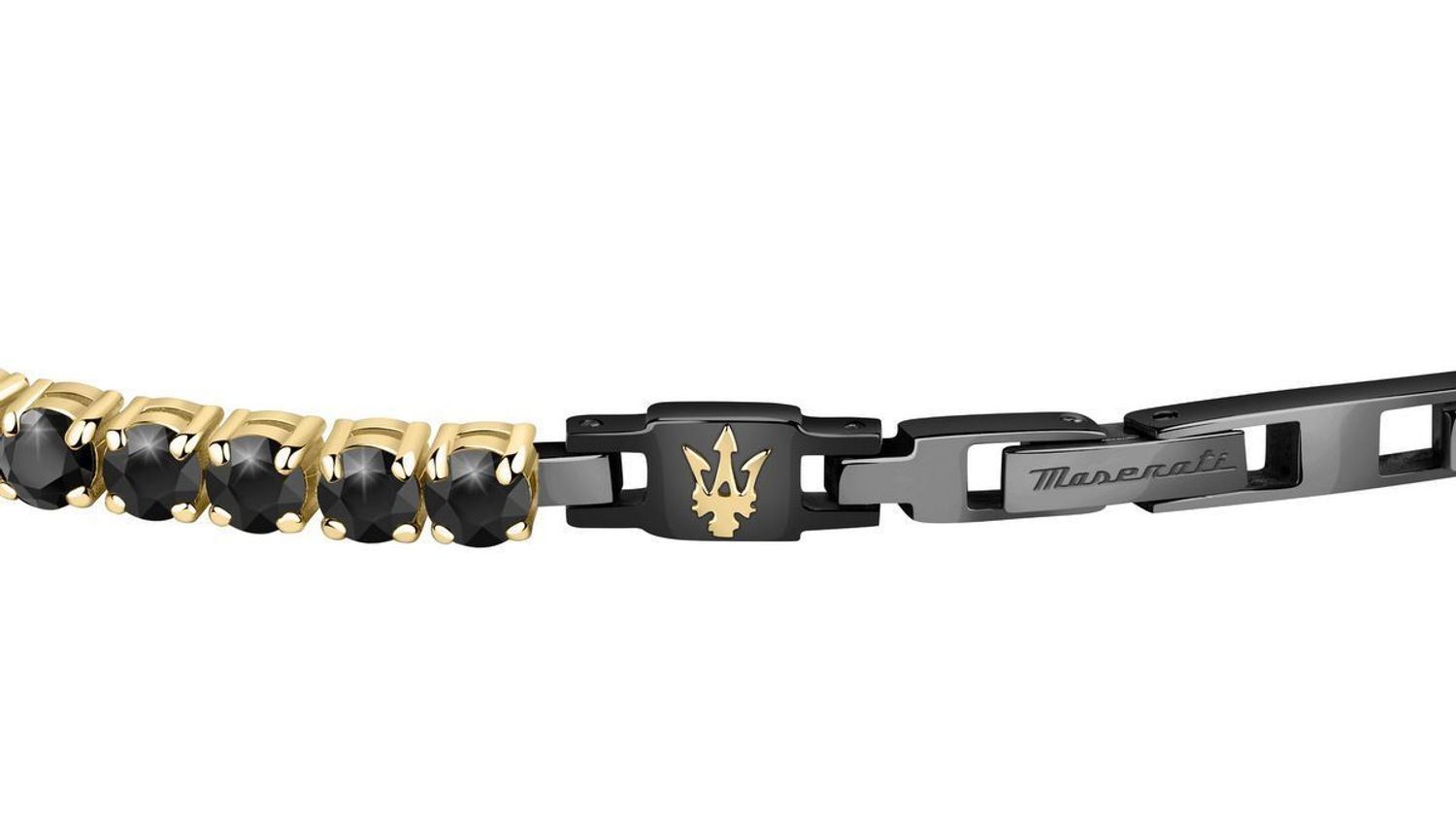Złota bransoletka męska Maserati z czarnymi kamieniami JM222AVC01 stal.👍Bransoletki męskie Maserati 🎁 Bransoletki z grawerem Maserati (2).jpg