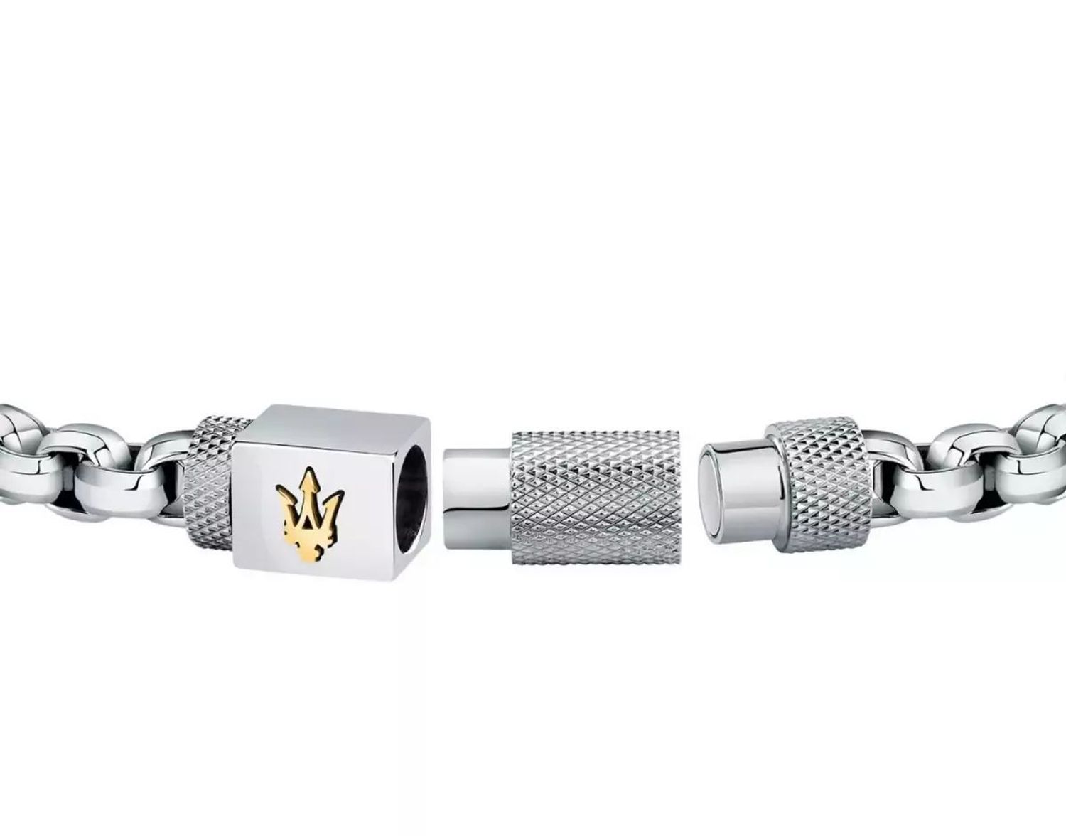 Bransoletka męska stalowa Maserati srebrna z logo i elementem ozdobnym JM223ATK25. Męska bransoletka Maserati. Bransoletka męska z logo. Bransoletka męska Maserati. Bransoletka włoskiej marki Maserati na prezent dla mężczyzny..jpg