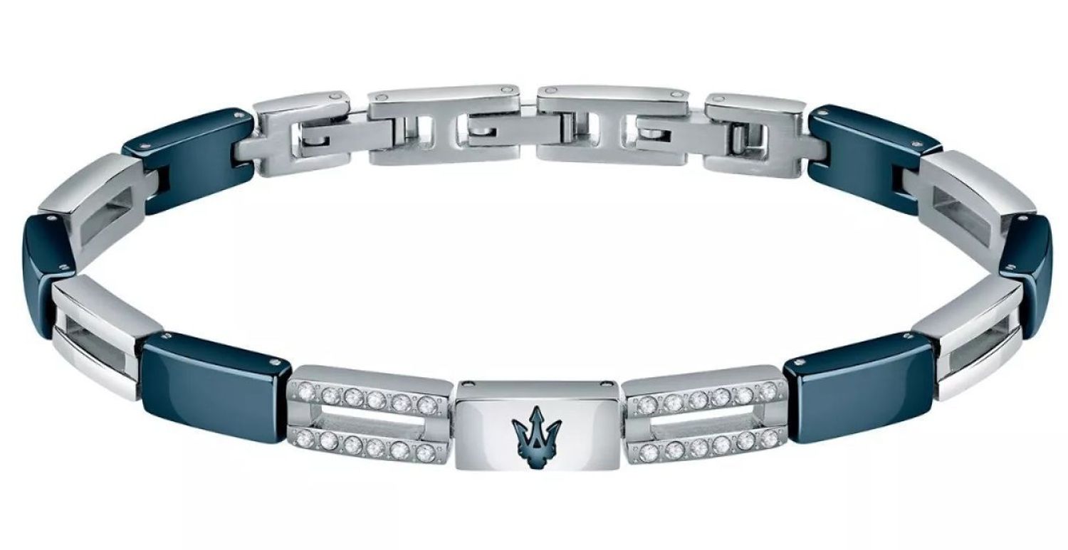 Bransoletka męska stalowa Maserati z ceramiką niebiesko-srebrna JM223ATZ23.jpg