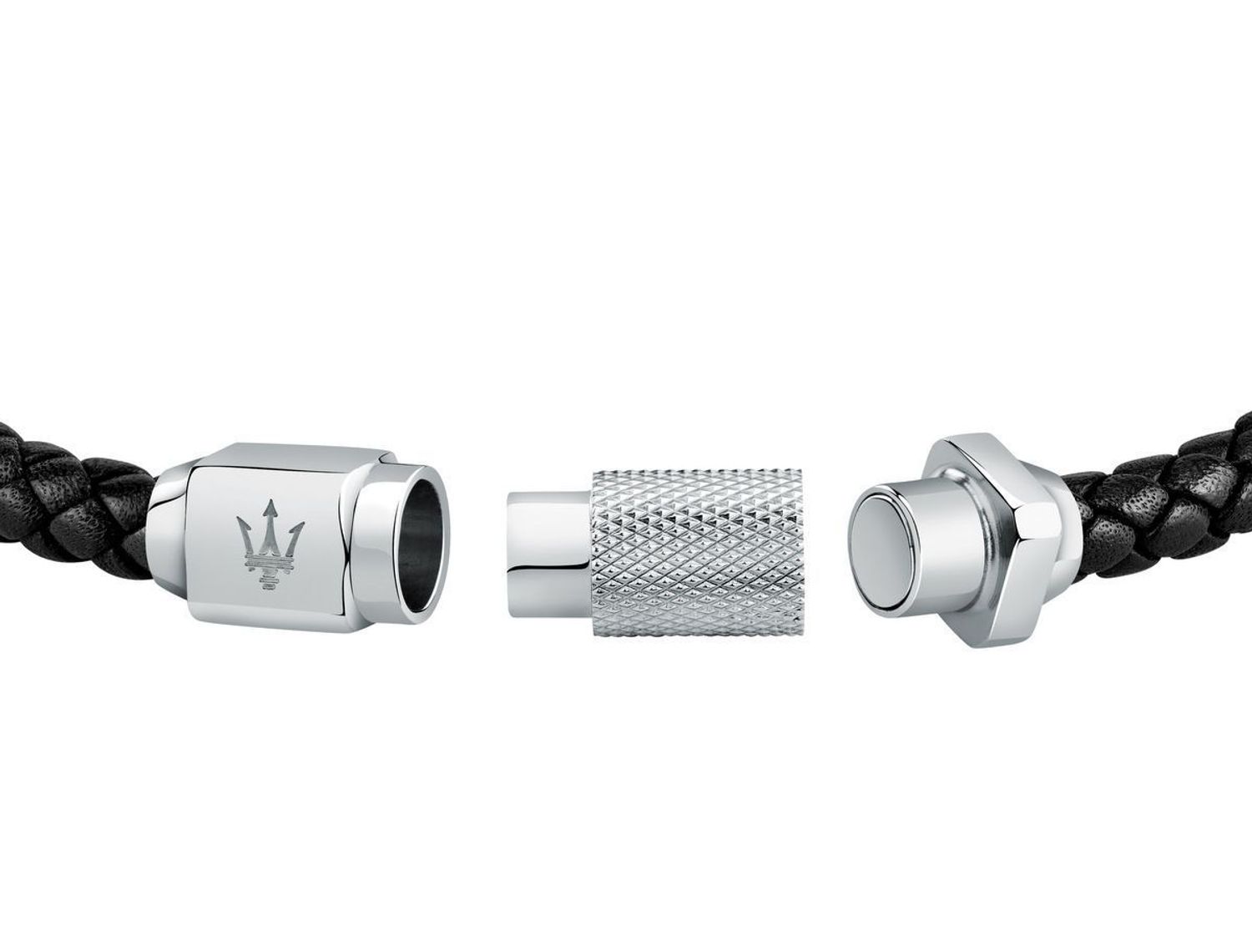 Bransoletka męska Maserati skórzana czarna plecionka JM223AVE17. Męska bransoletka Maserati. Bransoletka męska z logo. Bransoletka męska Maserati. Bransoletka włoskiej marki Maserati na prezent dla mężczyzny..jpg