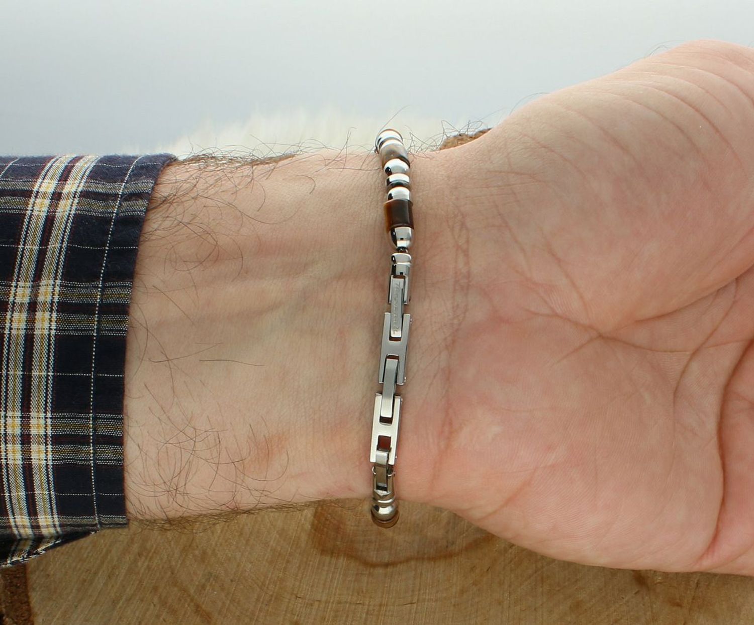 Bransoletka Męska Maserati JM334AVD47 – Stal i Tygrysie Oko  Biżuteria Męska Maserati.jpg