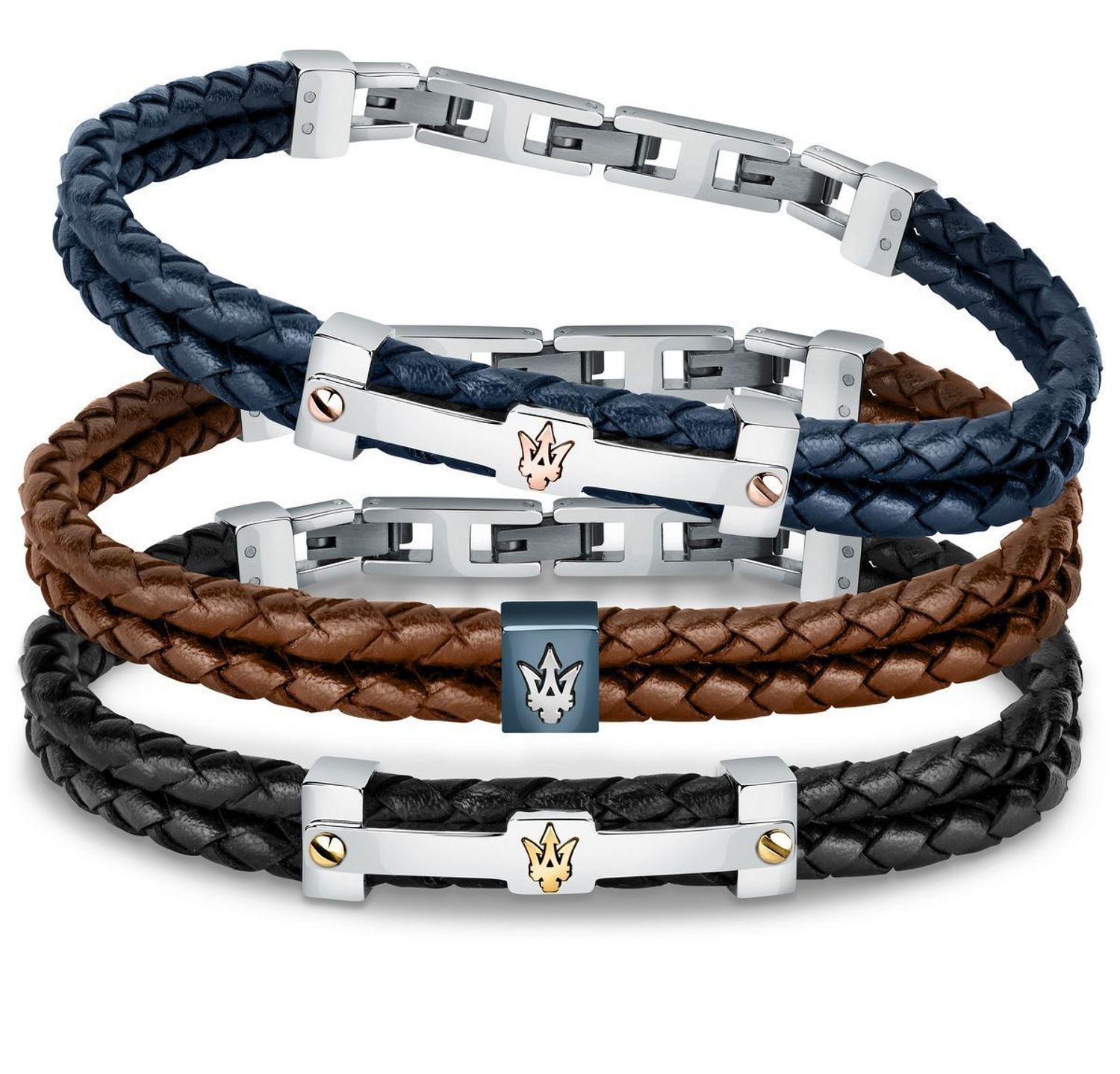 Bransoletka męska Maserati brązowa skóra podwójna plecionka JM422AVE14 stal👍Bransoletki męskie Maserati 🎁 Bransoletki z grawerem Maserati (2).jpg